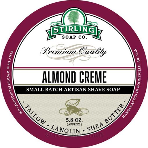 Stirling Soap Co. Κρέμα Αμυγδάλου Σαπούνι Ξυρίσματος σε Μπολ 170ml.